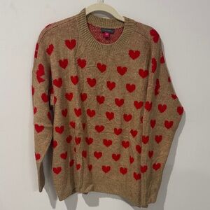 Vince Camuto Tan and Red Knit Sweater